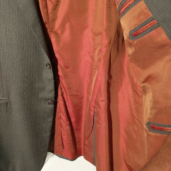 Sartoria Partenopea Men's Sz 40 Super 110s Wool Full Lined Gray Pinstripe Blazer - Picture 7 of 12